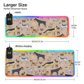 Cats Dogs Wireless Charging Mouse Pad for Mobile Phone Extra Large Gaming Mousepad with 13 Lighting Modes Mouse Mat for Office Home Gaming MacBook PC Laptop Desk